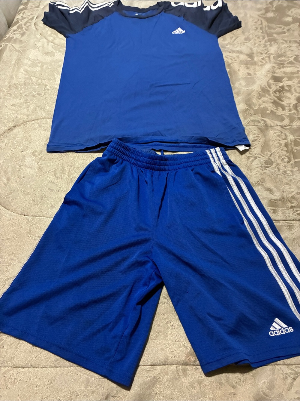 Bundle adidas Blue Boys' Athletic Shorts with White Stripes